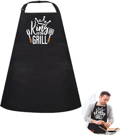 YYUEZHI Tablier Barbecue Homme Humour, Étanche Réglable, Tablier De Cuisine Homme Rigolo, Tablier Barbecue Avec Poches Approprié Idée Cadeau Fête Des Pèresavec