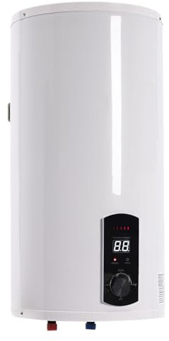 Termo Eléctrico 50 Litros, Calentador de Agua Eléctrico Vertical Seguro Duradero con Luz Piloto y Ducha de Mano, 34 x 71 cm - Termo de Agua Electrico para Tanques de Cocina, Baños