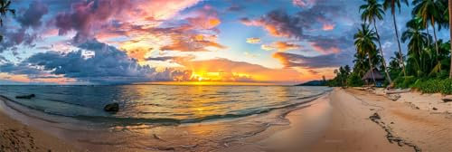 Dipingere con i numeri Spiaggia Dipingere con i Numeri per Adulti Paesaggio,Quadro da Dipingere con Numeri Kit con Pennelli e Colori Acrilici Fai da Te Bambini Donne Hobby Creativi Regalo 40x120cm-610