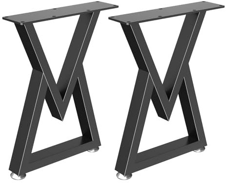 GUOHNHE 2er Set Tischbein Metall Couchtisch Beine, DIY Doppelstab Legs, Stuhlbeine Möbelfüße, Belastbar Bis 500 KG, Möbelfüße für Sitzbank, Esstisch, Höhe 43cm, Schwarz, SGV001B