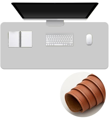 Surwin Pelle PU Tappetino per il Mouse, Tappetini Mouse Gaming Tappetino Mouse da Tavolo Soft Confortevole Tappeti Mouse Base Antiscivolo Mousepad Durevole Lavabile (30x80cm,Grigio)