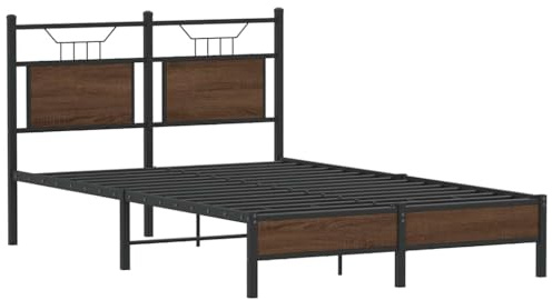 vidaXL Sängram utan madrass brun ek 120x190 cm konstruerad trä, sovrumsmöbler, dubbelsäng, sängbotten, säng, dubbelsängram, sovrumsmöbler