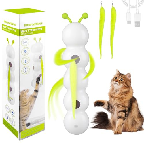 Vibbang Gioco Interattivo a Forma di Bruco per Gatto, Giocattolo Intelligente a Forma di Verme in Movimento, Bruco Interattivo per Gatti, Montaggio a Parete e Finestra (A)