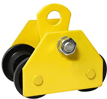 0.5/1/2/3/5Ton Capacity Manually Trolley for Straight Curved I Beam, Heavy Duty Push Beam Trolley, 4 Wheels Steel Trolley Crane, Adjustable for I-Beam Flange Width(Size:2T)