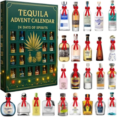 Adventskalender Tequila, 24 dagar utan upprepningsandar, en daglig provtur genom, 2025 ny överraskning från skarpa blancos till åldrade Añejos, julkalender för gåvor (jul)