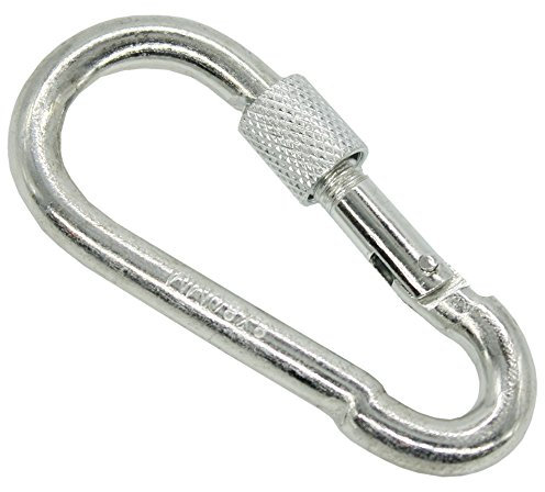 Feuerwehr-Karabinerhaken 10 x 100mm mit Schraubverschluss Stahl verzinkt 4 Stück Karabiner Schraubkarabiner