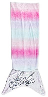 Heritage Kids Royal Plush Wearable Mermaid Tail Sequin Throw Blanket, Ombre Rainbow, 18x52 (K630917)