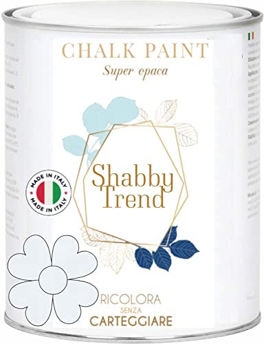 GENERICO SHABBY TREND® CHALK PAINT Pittura Shabby Chic Vintage Mobili Pareti Extra Opaca 120 VARIANTI (2500ml, BIANCO GHIACCIO)