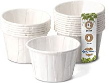 GREENBOX Vasos de papel de 60 ml, color blanco, cuenco sostenible para salsas y salsas, taza blanca de papel encerado, biodegradable y sin plástico, de materiales reciclados, 250 unidades