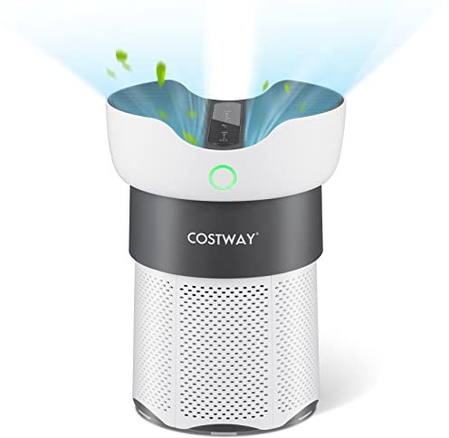 COSTWAY Luftreiniger mit H13-HEPA-Filter bis 121㎡, Luftwäscher Luftfilter für Allergiker, Lufterfrischer mit 8H Timer, 4Modi, Schlafmodi, Luftqualitätsanzeige