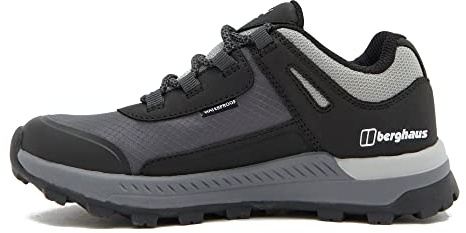 Berghaus Kids’ Galactic Low Walking Shoe with High Traction Sole, Waterproof, Breathable, Lightweight (Grey, UK Footwear Size System, Big Kid, Numeric, Medium, 5)
