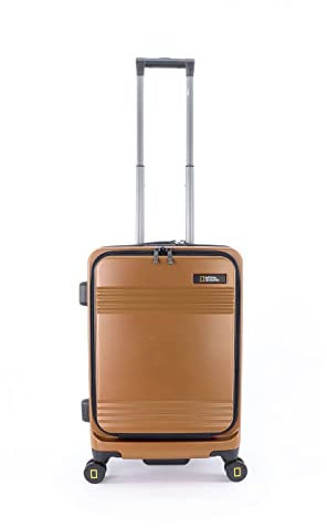 National Geographic Unisex Hartschalenkoffer Lodge: Koffer, Medium, Brown, Aluminium, 4 Räder, TSA-Schloss, Erweitbar, Langlebig, Integrierte Taschen und Gurte