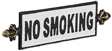 Relaxdays Cartello Vietato Fumare con Scritta No Smoking, Targhetta da Parete Giardino, Segnale in Ghisa, Bianco Nero, 8 x 27 x 1 cm