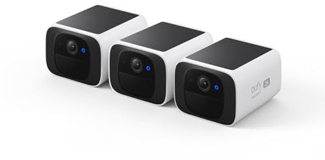 eufy Security S220 SoloCam Solar Security Camera Outdoor Wireless, Continuous Power, 2K Resolution Home Security Camera, 2.4 GHz Wi-Fi, No Monthly Fee, HomeBase 3 Compatible,3 pack