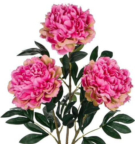 3PCS 74CM Künstliche Pfingstrosen Stiel Kunstblumen Wie Echt, Künstliche Rosen Rosa Pfingstrosen,Vintage Künstliche Blumen Bouquet für Braut Hochzeit Home Party Blumengesteck