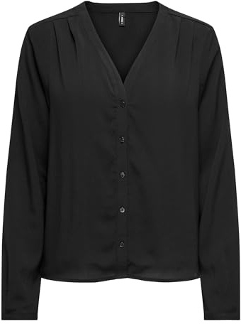 ONLY Onlnova Life Elite L/S Malou Top Solid Blusas, Negro, M para Mujer