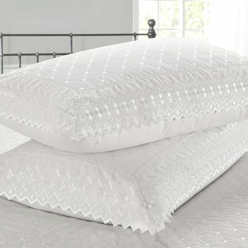 Rapport Home Richmond White Pillowcase Pair Luxury Embroidered