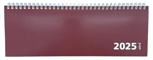 ADINA Tischquerkalender 1 Woche auf 1 Seite Kartondeckel Querterminkalender 30x10cm (bordeaux, 2025)