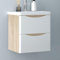Biubiubath Eiche Weiß Badezimmerschrank 50cm Mineralgusswaschbecken mit Unterschrank Badmöbel-Set 2 Soft-Close Schubladen Hängend