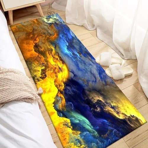 JGGXHM Abstrakter Teppich für Wohnzimmer, Bunte Wolken, großer Teppich, Schlafzimmer, rutschfeste Bodenmatte, Fußmatte, Läufer für den Eingangsbereich, 80 x 150 cm