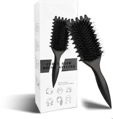 Curl Brush - Define Styling Brush with Prongs, for Combing and Shaping Men's and Women's Curls to Reduce Pulling and Curl Separation (Black, 24cm)