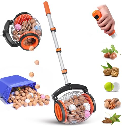 Bewinner Raccoglitore Manuale di Noci con Rullo Superiore Multifunzionale per Dadi di Rotolamento e Parte Superiore