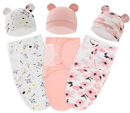 HTRTRR Swaddle Baby-Schwaddle aus Baumwolle, geeignet für zwei Babys und Kleinkinder zum Swaddling von 0-6 Monaten (rosa Kollektion für Babymädchen)