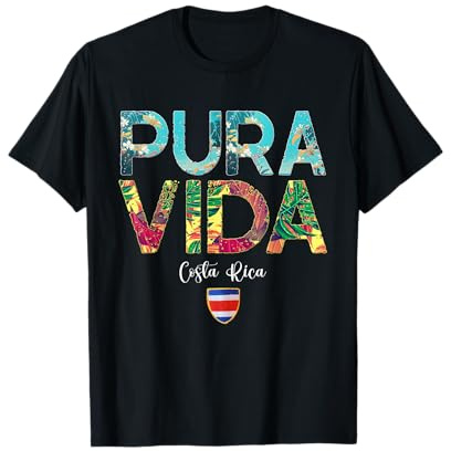 Pura Vida Costa Rica con bandiera Costa Rica Colori Pura Vida Maglietta