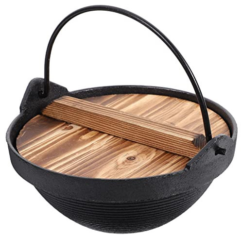 HOLIDYOYO Pentola Sukiyaki in Ghisa Coperchio Antiaderente per Pentola Giapponese per Incontri Allaperto