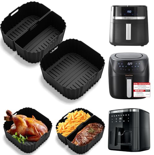 Silikonform HeißLuftfritteuse für Russell Hobbs Heißluftfritteuse XXL 8L/8,3L, Airfryer Silikonform Antihaft für Bosch Heißluftfritteuse Serie 6, XXL 7,2 L, Air Fryer Silikon Einsatz Zubehör (2PCS)