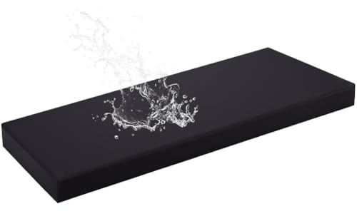 HJZPWB Cojin Banco Exterior Desmontable Cojines para Banco Antideslizante Colchoneta Banco Jardin Alta Densidad Cojines Banco Exterior Jardin Impermeable Cojin para Banco,Negro,70x30x3cm