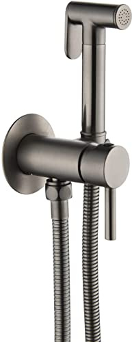Wall-Mounted Bidet Sprayer with Hot & Cold Water Control - Handheld Cloth Diaper Sprayer Kit in Gunmetal Gray for Bathroom Hygiene & Easy Cleaning