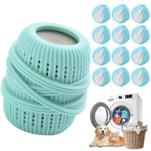 Atrapa Pelos Lavadora Mascota, 13 Piezas Quita Pelos Mascota Reutilizable, Bolas Atrapa Pelos para Lavadora, Quita Pelos de Lavadora para Elimina Pelo de Perro, Gato, Pelusas y Suciedad