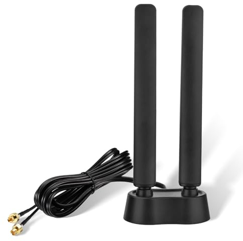 Eightwood WiFi 7-antenn 2,4 GHz 5 GHz 6 GHz WLAN 6E antenn tri-bandantenn RP-SMA adapter antenn magnetisk bas med 2 m förlängningskabel för PC Bluetooth moderkort WLAN-kort PCI-kort WiFi router