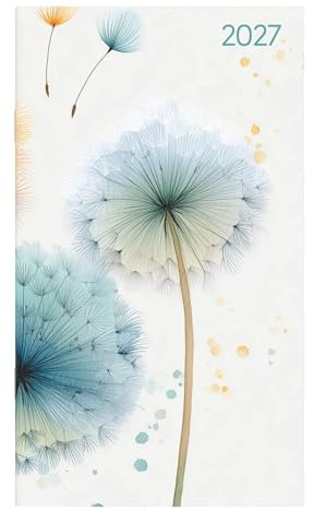 Miniplaner Style Pusteblumen 2027: Taschenkalender 9x15 cm - Wochenplaner mit Jahresübersicht, deutschem Kalendarium & Schulferien, ideal für unterwegs