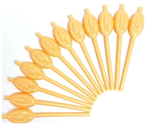 Bright Natural Vagina Straws Novelty Hen Stag Do Party Drinking Straws Funny, Pack of 12