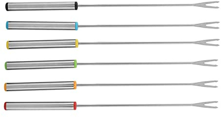 POENVFPO Set di 6 Forchette per Fonduta in Acciaio Inossidabile, Durevoli, Facili da Pulire, per Dessert Al Formaggio e Cioccolato, Utensile da in Argento da 24 Cm