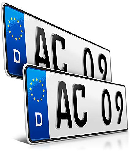 schildEVO 2 Kfz Kennzeichen | 380 x 110 mm | DIN-Zertifiziert – individuelles EU Wunschkennzeichen | PKW Nummernschild | kurzes Autokennzeichen | Auto-Schild | Fahrradträger & Anhänger | DHL-Versand