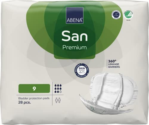 ABENA San 9 Premium Inkontinenzeinlagen 28 Stück für Damen und Herren, 2400 ml Saugfähigkeit, schnell einziehende Inkontinenzprodukte, diskrete und anatomische Inkontinenzeinlagen für Männer/Frauen