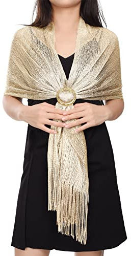 heekpek Scialle Donna Elegante Cerimonia con Frange Leggero Lungo Elegante Sciarpa per Festa Matrimoni Cerimonia Sposa Adatto a Tutte le Stagioni
