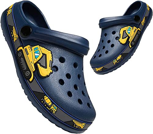 Kids Clogs Garden Non Slip Boys Girls Clogs Sandals Beach Pool Shower Slippers Toddler Unisex Clogs Mules Lightweight Plastic Shoes Surf Water Shoes (8.5,DBU)