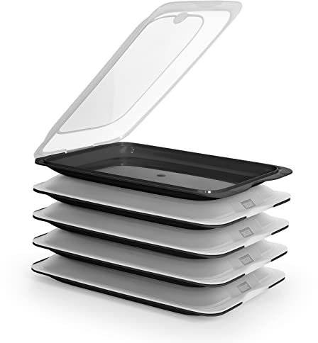 PracticFood FRESH System - Hochwertige Aufschnitt-Boxen, Frischhaltedose für Aufschnitt. Optimale Aufbewahrung im Kühlschrank (5x Schwarz)