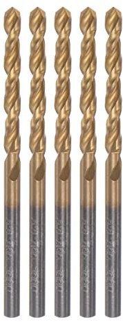 sourcing map 5pcs Twist Drill Bits 3.3mm Titanium Coated (HSS-E) M42 High Speed Steel 8% Cobalt Straight Shank for Stainless Steel Aluminum Alloy Metal