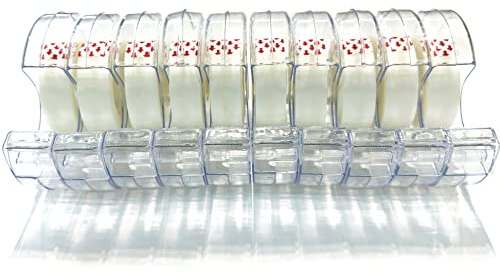 WELSTIK Transparent Office Tape with Dispenser, 10 Pack Clear Matte-finishTape and Refillable Dispensers 3/4 x 27 yds Per Roll