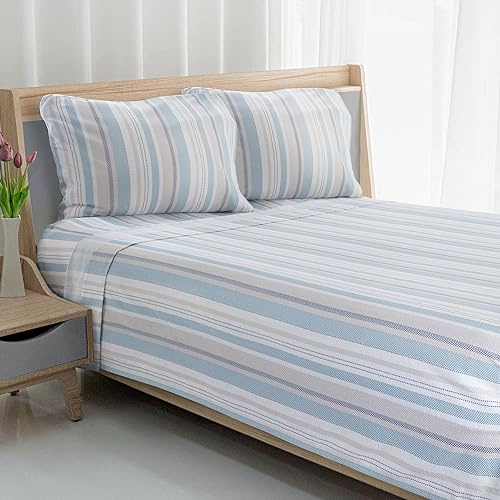 Avanti Linens - King Sheets, Cotton Flannel Bedding Set, Soft & Cozy Home Decor (Pajama Stripe, King)
