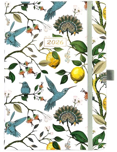 2026 Diary - Diary 2026 Week to View, Jan. 2026 - Dec. 2026, Inner Pocket, Elastic Closure, 21.5 x 15.5 cm, White