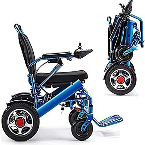 Fauteuil Roulant ORZZWJ Électrique Portable, Scooter De Mobilité Électrique, Aluminium Résistant Aux Intempéries, Bleu, Moderne, Pliable, Ergonomique, 23 kg