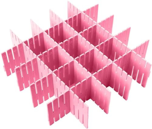 YKKJ 8 Pezzi Organizador de Cajones divisores，Separador de Armario de Plástico，para Armario o Escritorio para baño, Calcetines.(Rosa)