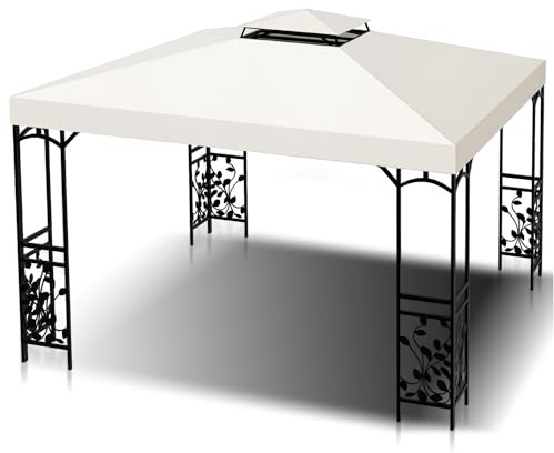 Yakimz paviljongstak 3 x 3 m, reservtak i paviljong, vattentätt festtält, ersättningsöverdrag, dubbeltak, skyddskåpa, UV-skydd paviljongskydd, festtält, baldakin, beige