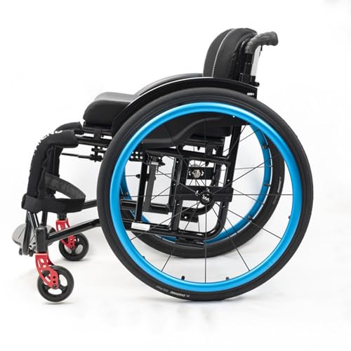 Leichter Rollstuhl Für Erwachsene,Rollstuhl Aus Aluminiumlegierung,Zusammenklappbarer Sport-transportrollstuhl,Selbstfahrende Manuelle Rollstühle,Mobilitätshilfen Für Erwachsene,Mit Handbremsen(Size:S